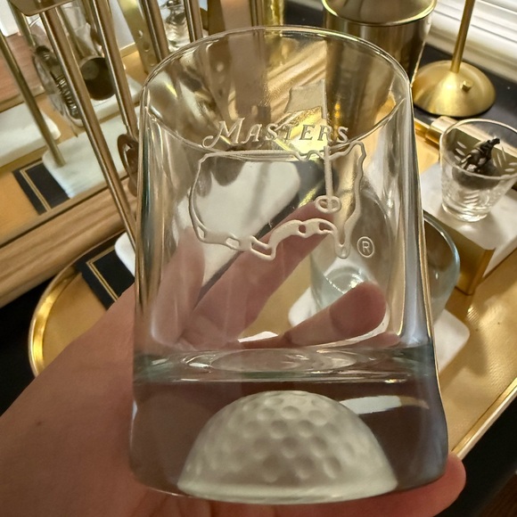 Masters double old fashioned Whiskey Clear Glass Golf ball bottom Set - Picture 7 of 10
